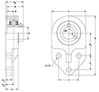 Corrosion Resistant Stainless Steel 3 bolt - SUCBFB Line Drawing FVSL613