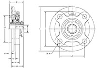 Mounted Bearings-U-Series-UKFC-Line-Drawing