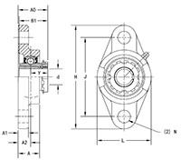 Mounted Bearings-U-Series-UKFL-Line-Drawing