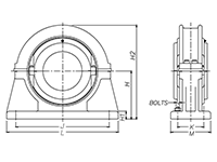 Heavy Series Standard Pillow Block - Line Drawing