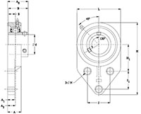 Polymer 3 Bolt Flange (SUCPFB) Line Drawing