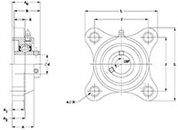 Polymer 4 Bolt Flange (SUCPLF) Line Drawing