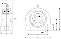 Polymer Tapped Base Pillow Block (SUCPLTB) Line Drawing