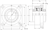 Double Concentric Four Bolt Square Flange Block - Dimensional Drawing