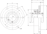 Double Concentric Round Flange Block - Dimensional Drawing