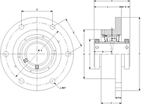 Double Concentric Round Flange Block - Dimensional Drawing