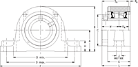 Single Concentric Two-Bolt Pillow Block - Dimensional Drawing