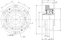 Single V-Lock Piloted Flange Cartridge - Dimensional Drawing