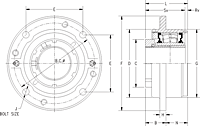 Single V-Lock Piloted Flange Cartridge - Dimensional Drawing