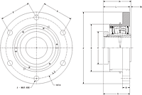 Single V-Lock Four Bolt Square Flange Block - Dimensional Drawing