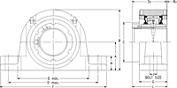 Single V-Lock Two-Bolt Pillow Block - Dimensional Drawing