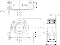 Single V-Lock Four-Bolt Pillow Block - Dimensional Drawing