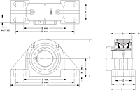 Single V-Lock Four-Bolt Pillow Block - Dimensional Drawing
