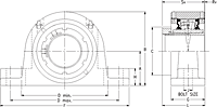 Single V-Lock Two-Bolt Pillow Block - Dimensional Drawing