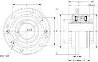 Double V-Lock Piloted Flange Cartridge - Dimensional Drawing