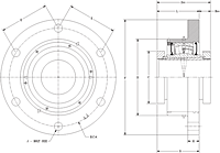 Double V-Lock Four Bolt Square Flange Block - Dimensional Drawing
