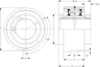 Double V-Lock Cartridge Block - Dimensional Drawing