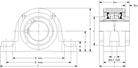 Double V-Lock Two-Bolt Pillow Block - Dimensional Drawing