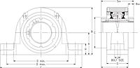 Double V-Lock Two-Bolt Pillow Block - Dimensional Drawing