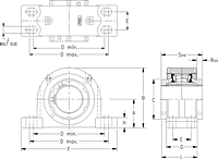 Double V-Lock Four-Bolt Pillow Block - Dimensional Drawing