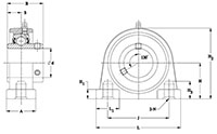 Stainless steel Tapped Base Pillow Block (SUCSTB) Line Drawing