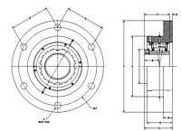 Tapered Adapter Four Bolt Square Flange Block - Dimensional Drawing