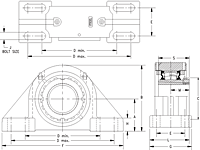Tapered Adapter Four-Bolt Pillow Block - Dimensional Drawing
