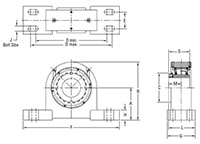 Tapered Adapter Four-Bolt Pillow Block - Dimensional Drawing