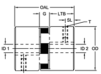AL Type Coupling Hubs w/ Keyway - Metric, DimDraw Style 1