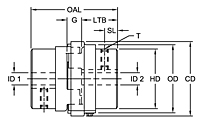 LC Type Coupling Hubs w/ Keyway - Metric, DimDraw Style 2