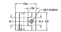 MOL Series - Oldham Set Screw Style Coupling Hubs w/o Keyway - Metric