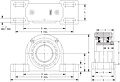 Tapered Adapter Four-Bolt Pillow Block - Dimensional Drawing