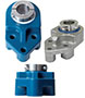 Family Picture - Blue Poly 3 Bolt Quiklean Housing Poly Round Insert with Locking Sleeve
