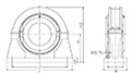 Mounted Bearings Standard 4-bolt wide-base Pillow block Line-Drawing