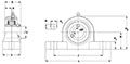 Polymer Pillow Block (SUCPLP) Line Drawing