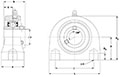 Polymer Tapped Base Pillow Block (SUCPLTB) Line Drawing