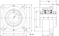 Double Concentric Four Bolt Square Flange Block - Dimensional Drawing