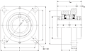 Double Concentric Four Bolt Square Flange Block - Dimensional Drawing