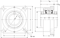 Double Concentric Four Bolt Square Flange Block - Dimensional Drawing