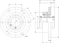 Double Concentric Round Flange Block - Dimensional Drawing