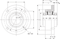 Double Concentric Round Flange Block - Dimensional Drawing