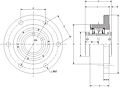 Double Concentric Round Flange Block - Dimensional Drawing