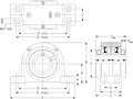 Double Concentric Four-Bolt Pillow Block - Dimensional Drawing