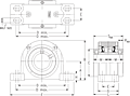 Double Concentric Four-Bolt Pillow Block - Dimensional Drawing