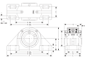 Double Concentric Four-Bolt Pillow Block - Dimensional Drawing