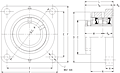 Single Concentric Four Bolt Square Flange Block - Dimensional Drawing