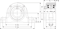 Single Concentric Two-Bolt Pillow Block - Dimensional Drawing