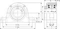 Single Concentric Two-Bolt Pillow Block - Dimensional Drawing