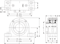 Eccentric Four-Bolt Pillow Block - Dimensional Drawing