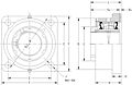 Single V-Lock Four Bolt Square Flange Block - Dimensional Drawing